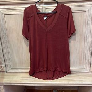 Maroon Burgundy v neck shirt